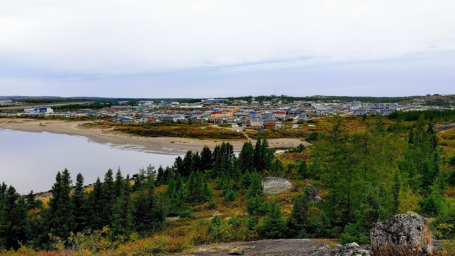 General view of the town of Kuujjuaq in Nunavik, Quebec.