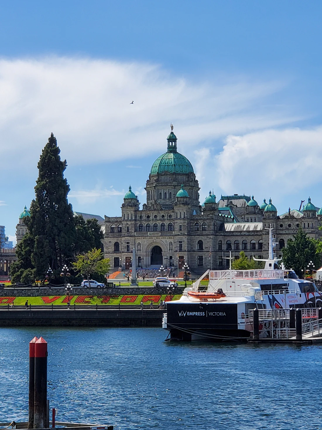 British Columbia Parliament Buildings beside Victoria harbour